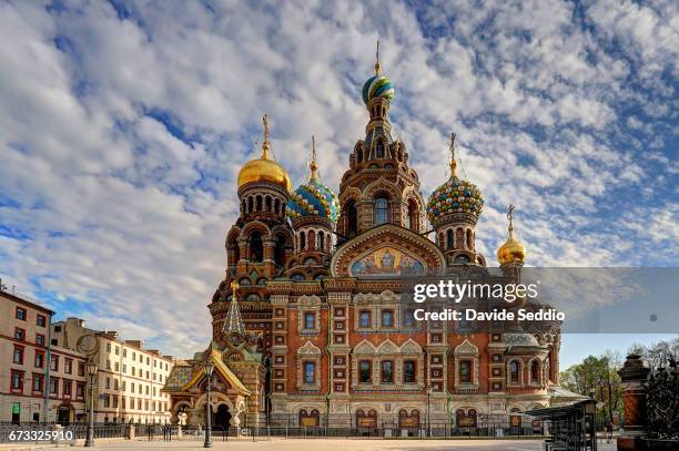 front view of the church of the savior on the spilled blood, saint petersburg - st petersburg russia stock pictures, royalty-free photos & images