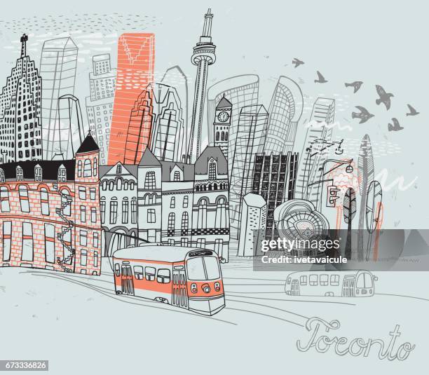 ilustraciones, imágenes clip art, dibujos animados e iconos de stock de ciudad de toronto en canadá - toronto