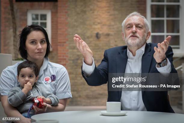 Labour leader Jeremy Corbyn meets NHS nurses, student nurses and midwives to discuss Labour&acirc;s three point election guarantee for NHS staff at...