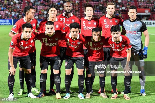 Muangthong United team photo during the AFC Asian Champions League Group Stage match between Muangthong United and the Brisbane Roar on April 26,...