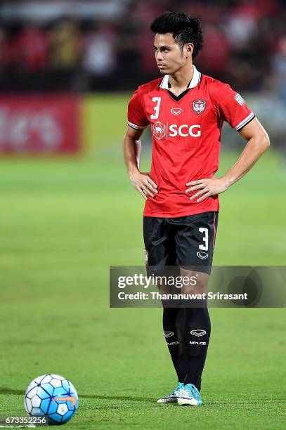 Theerathon Bunmathan of Muangthong United looks on during the AFC Asian Champions League Group Stage match between Muangthong United and the Brisbane...