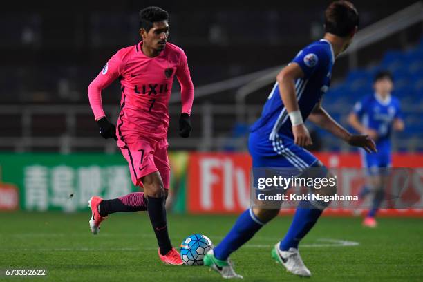 Pedro Junior of Kashima Antlers controls the ball during the AFC Champions League Group E match between Ulsan Hyundai FC v Kashima Antlers at the...