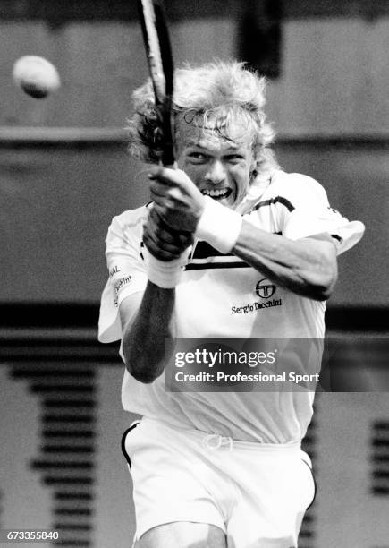 Kent Carlsson of Sweden in action aginst Martin Jaite of Argentina during the French Open Tennis Championships held at Roland Garros in Paris on the...