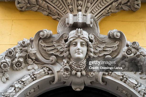 palacio de balsera facade, aviles, spain - paisaje urbano stockfoto's en -beelden