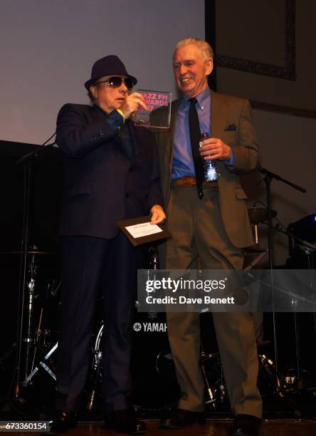 Van Morrison and Georgie Fame attend the Jazz FM Awards 2017 at Shoreditch Town Hall on April 25, 2017 in London, England.