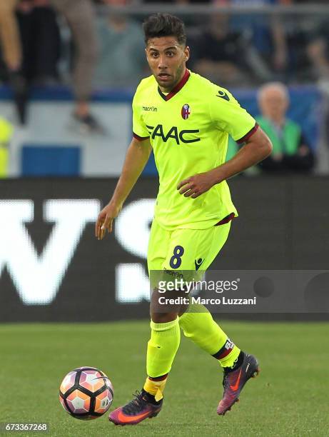 Saphir Sliti Taider of Bologna FC in action during the Serie A match between Atalanta BC and Bologna FC at Stadio Atleti Azzurri d'Italia on April...