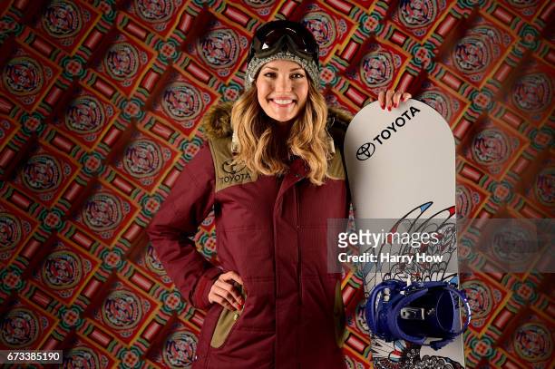 Paralympic snowboarder Amy Purdy poses for a portrait during the Team USA PyeongChang 2018 Winter Olympics portraits on April 26, 2017 in West...