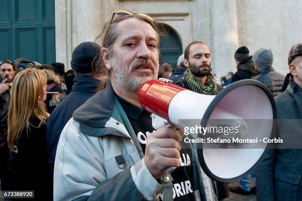 Davide Vannoni, founder of Stamina method during the demonstration of the pro-Stamina stem cell treatment support movement in the center of Rome on...