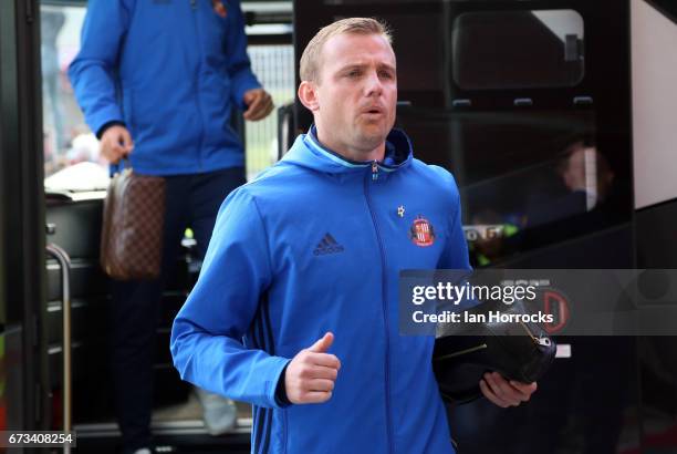 Lee Cattermole of Sunderland arrives before the Premier League match between Middlesbrough FC and Sunderland AFC at Riverside Stadium on April 26,...