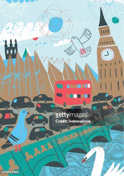 city of london in united kingdom - brexit time stock illustrations