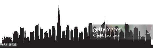 dubai (all buildings are complete and moveable) - city skyline silhouette vector stock illustrations