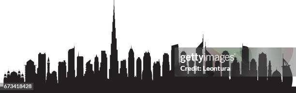 dubai (all buildings are complete and moveable) - urban skyline outline stock illustrations