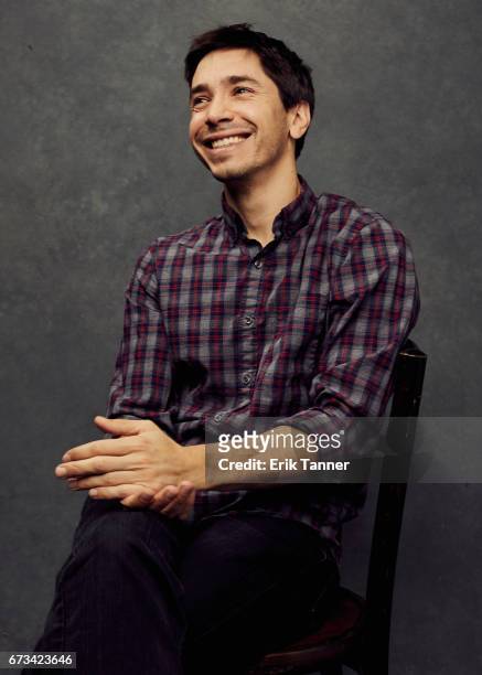 Actor Justin Long from 'Literally, Right Before Aaron' poses at the 2017 Tribeca Film Festival portrait studio on on April 24, 2017 in New York City.