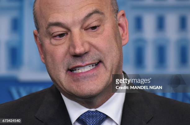 Chief Economic Advisor Gary Cohn speaks in the Brady Briefing Room on US President Donald Trump's tax reform plans on April 26, 2017 in Washington,...