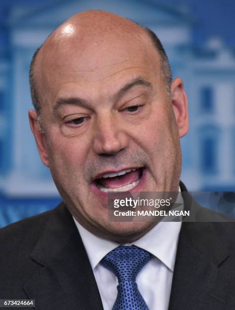 Chief Economic Advisor Gary Cohn speaks in the Brady Briefing Room on US President Donald Trump's tax reform plans on April 26, 2017 in Washington,...