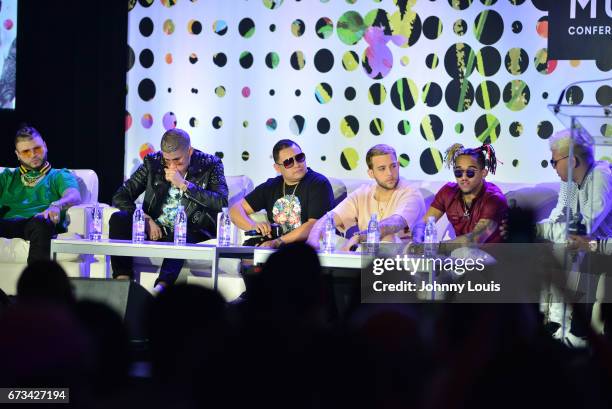 Farruko, Bad Bunny, Jonathan Gandarilla, Messiah, Bryant Myers and Noriel during The Billboard Latin Music Conference & Awards - The Latin Trap...