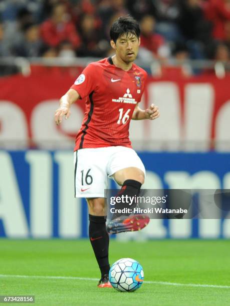 Takuya Aoki of Urawa Red Diamonds in action during the AFC Champions League Group F match between Urawa Red Diamonds and Western Sydney at Saitama...