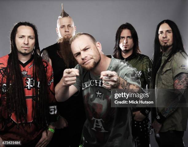 Five Finger Death Punch, Download Festival, Donington, United Kingdom, 12th June 2010. Line up includes Zoltan Bathory, Ivan Moody, Jason Hook.