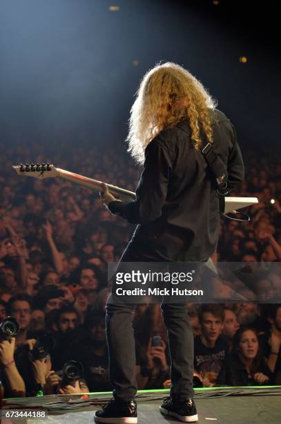 View from the stage as Dave Mustaine of Megadeth performs on stage at Wembley Arena, London, 14th November 2015.