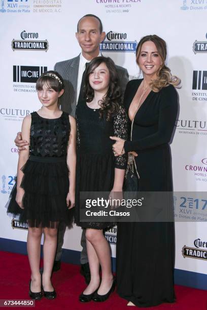 Actress Andrea Legarreta poses with his family during the 46th Diosas de Plata movie awards at Metropolitan Theater on April 25, 2017 in Mexico City,...