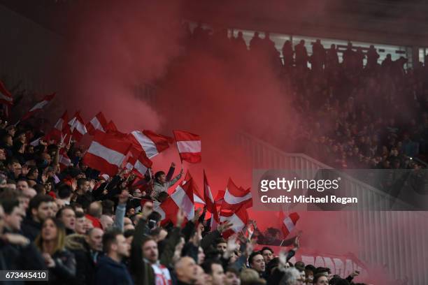 General view as supporters create an atmosphere prior to the Premier League match between Middlesbrough and Sunderland at the Riverside Stadium on...