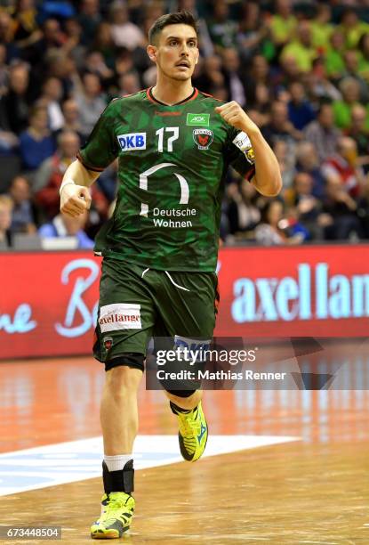 Ignacio Plaza Jimenez of Fuechse Berlin during the game between Fuechse Berlin and TSV Hannover-Burgdorf on April 26, 2017 in Berlin, Germany.