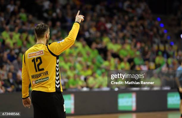 Silvio Heinevetter of Fuechse Berlin during the game between Fuechse Berlin and TSV Hannover-Burgdorf on April 26, 2017 in Berlin, Germany.