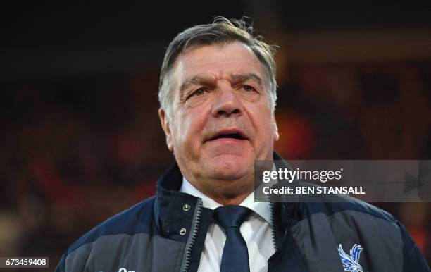 Crystal Palace's English manager Sam Allardyce arrives prior to the English Premier League football match between Crystal Palace and Tottenham...