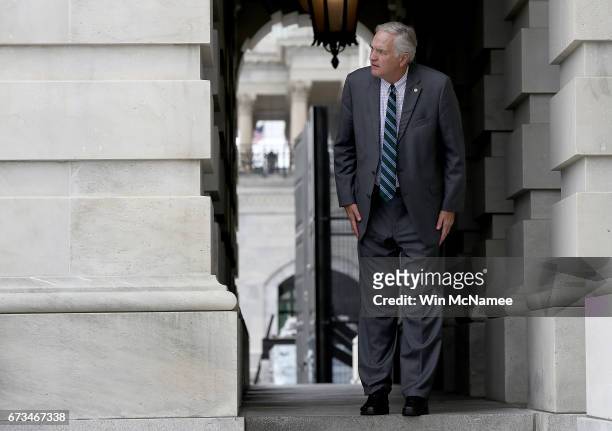 Sen. Luther Strange departs the U.S. Capitol for a briefing on North Korea at the White House April 26, 2017 in Washington, DC. Members of U.S....