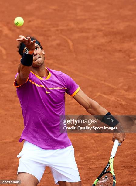 Rafael Nadal of Spain in action at his match against Rogerio Dutra Silva of Brasil during the Day 3 of the Barcelona Open Banc Sabadell at the Real...