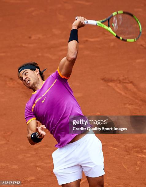 Rafael Nadal of Spain in action at his match against Rogerio Dutra Silva of Brasil during the Day 3 of the Barcelona Open Banc Sabadell at the Real...