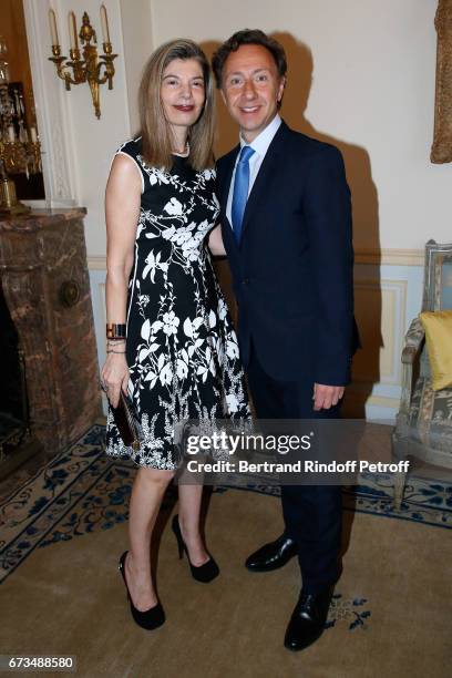 Ambassador of Greece in Paris, Maria Theofili and Stephane Bern attend the presentation of the Book "Scenes De Crime au Louvre", written by Christos...