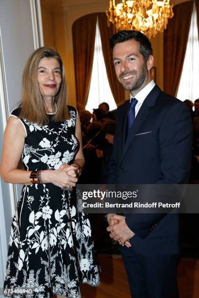 Ambassador of Greece in Paris, Maria Theofili and Christos Markogiannakis attend the presentation of the Book "Scenes De Crime au Louvre", written by...