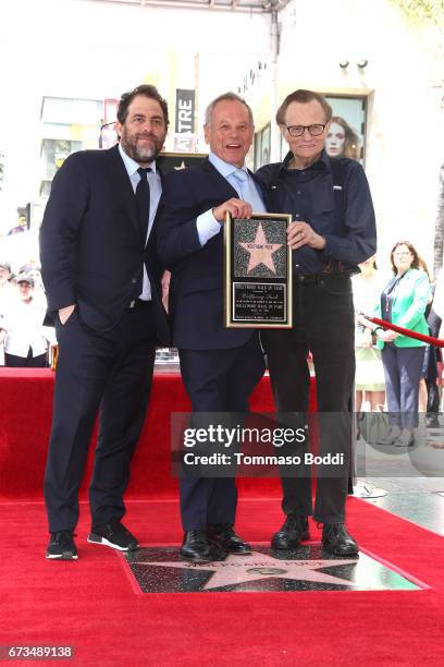 Brett Ratner, Wolfgang Puck and Larry King attend a Ceremony Honoring Wolfgang Puck With Star On The Hollywood Walk Of Fame on April 26, 2017 in...