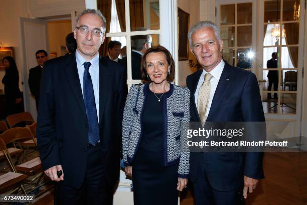 Francois Weil, Ambassador of the Prince of Monaco, Claude Cottalorda attend the presentation of the Book "Scenes De Crime au Louvre", written by...