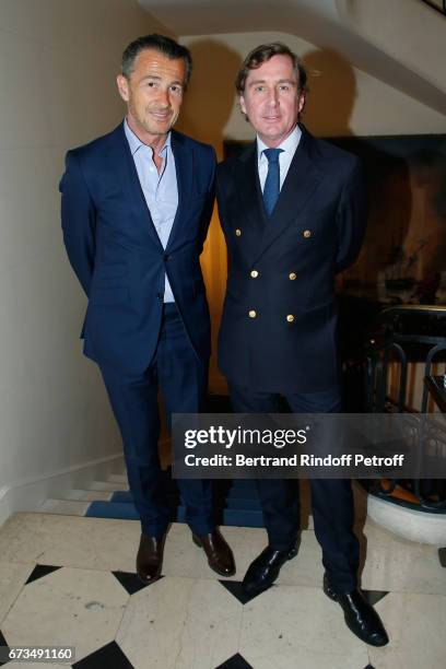 Francois Sarkozy and Prince Charles-Henri de Lobkowicz attend the presentation of the Book "Scenes De Crime au Louvre", written by Christos...