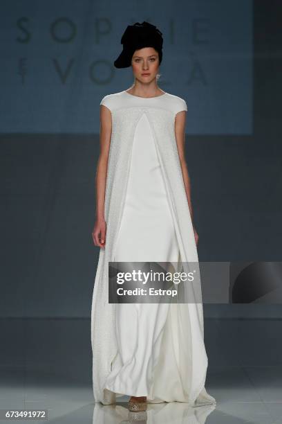 Model walks the runway at Sophie et Voilà show during Barcelona Bridal Fashion Week 2017 on April 26, 2017 in Barcelona, Spain.