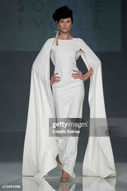 Model walks the runway at Sophie et Voilà show during Barcelona Bridal Fashion Week 2017 on April 26, 2017 in Barcelona, Spain.