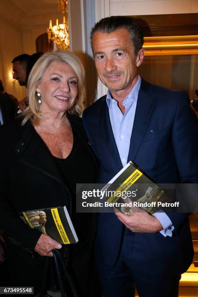 Elizabeth Dauchy and Francois Sarkozy attend the presentation of the Book "Scenes De Crime au Louvre", written by Christos Markogiannakis at Greece...