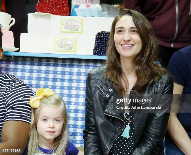 Cate Eelfante and Sara Bareilles and the cast of "Waitress" celebrate one year on Broadway at The Brooks Atkinson Theatre on April 26, 2017 in New...