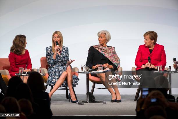 Managing Director of the International Monetary Fund Christine Lagarde , German Chancellor Angela Merkel , Daughter of US President Ivanka Trump and...