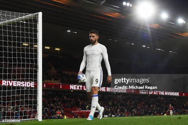 Fabio Borini of Sunderland looks dejected during the Premier League match between Middlesbrough and Sunderland at the Riverside Stadium on April 26,...