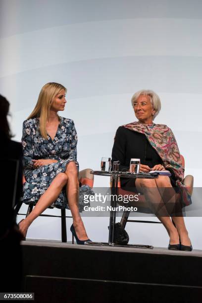 Managing Director of the International Monetary Fund Christine Lagarde and Daughter of US President Ivanka Trump attend the Woman 20 Summit in...