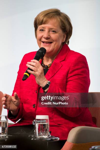 German Chancellor Angela Merkel is pictured during the Woman 20 Summit in Berlin, Germany on April 25, 2017. The event, which is connected to the G20...