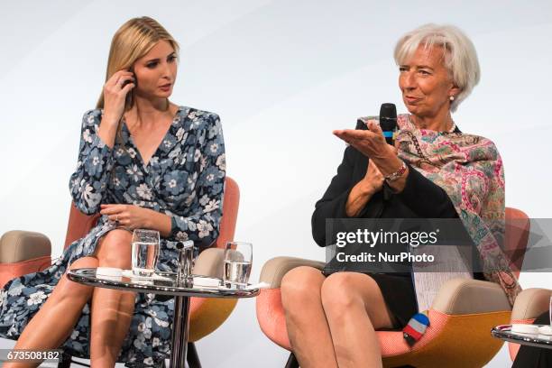 Managing Director of the International Monetary Fund Christine Lagarde and Daughter of US President Ivanka Trump attend the Woman 20 Summit in...