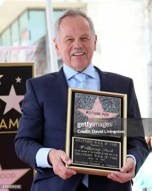 Chef Wolfgang Puck is honored with a Star on the Hollywood Walk of Fame on April 26, 2017 in Hollywood, California.