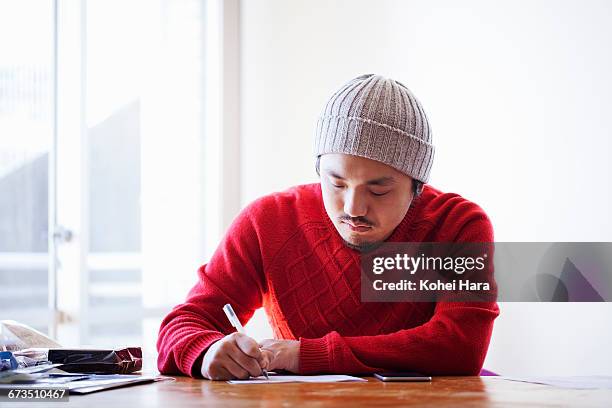 business man working at office - escritura japonesa imagens e fotografias de stock