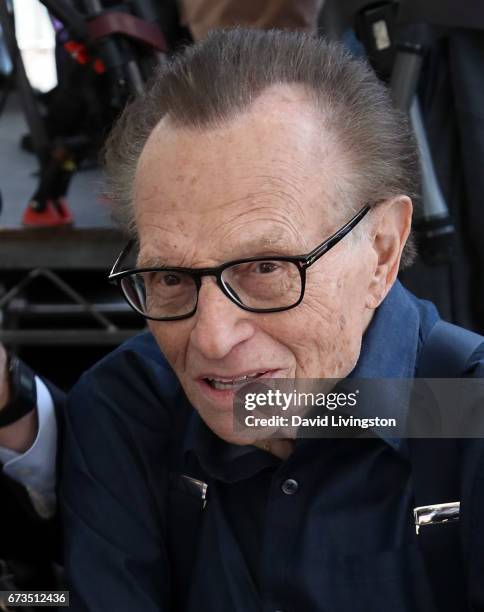 Host Larry King attends Wolfgang Puck being honored with a Star on the Hollywood Walk of Fame on April 26, 2017 in Hollywood, California.