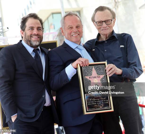 Director Brett Ratner chef Wolfgang Puck and TV host Larry King attend Wolfgang Puck being honored with a Star on the Hollywood Walk of Fame on April...