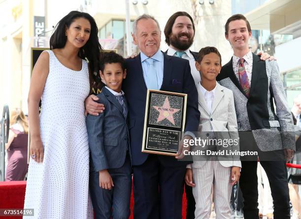 Chef Wolfgang Puck , posing with wife designer Gelila Assefa and his sons, is honored with a Star on the Hollywood Walk of Fame on April 26, 2017 in...